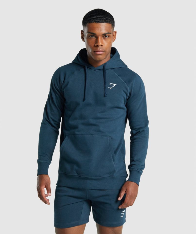 Bluzy Z Kapturem Gymshark Crest Męskie Granatowe | PL 839NBO